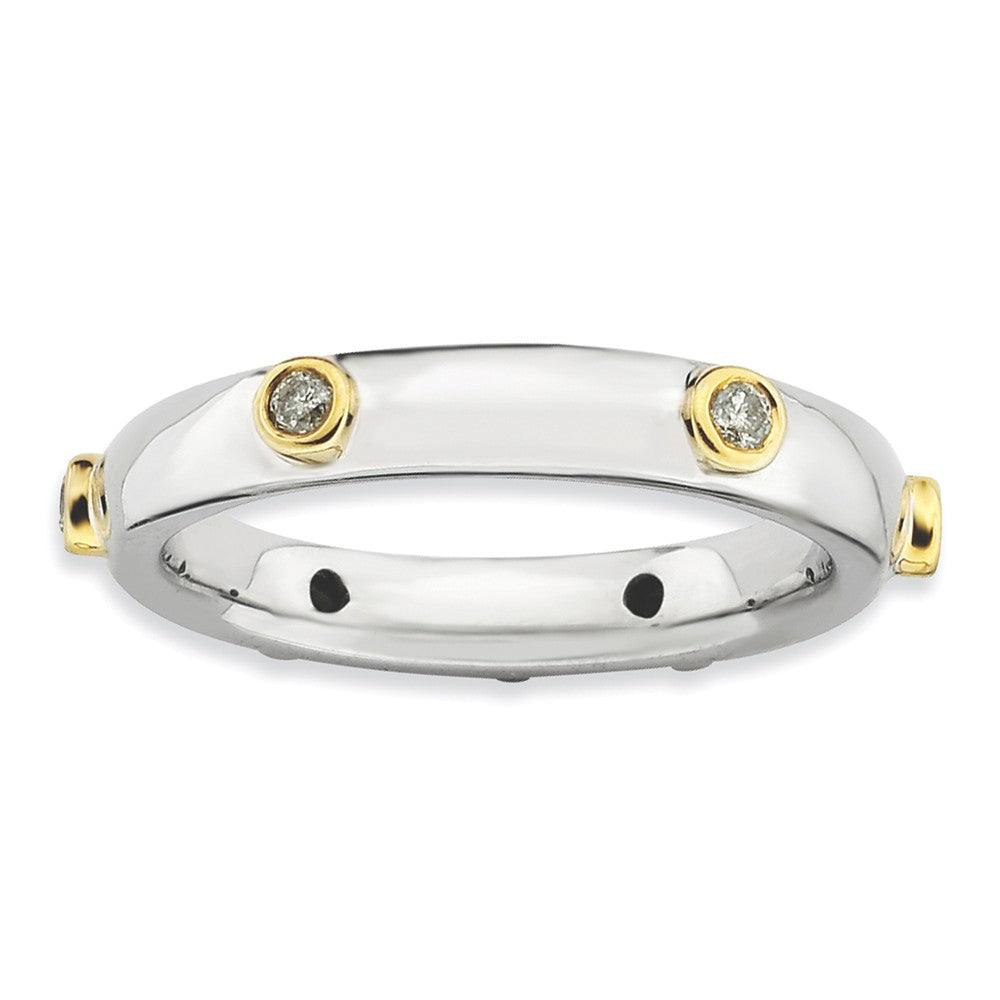 Silver and 14K Gold Plated Stackable .122 Ctw HI/I3 Diamond Band, Item R8766 by The Black Bow Jewelry Co.
