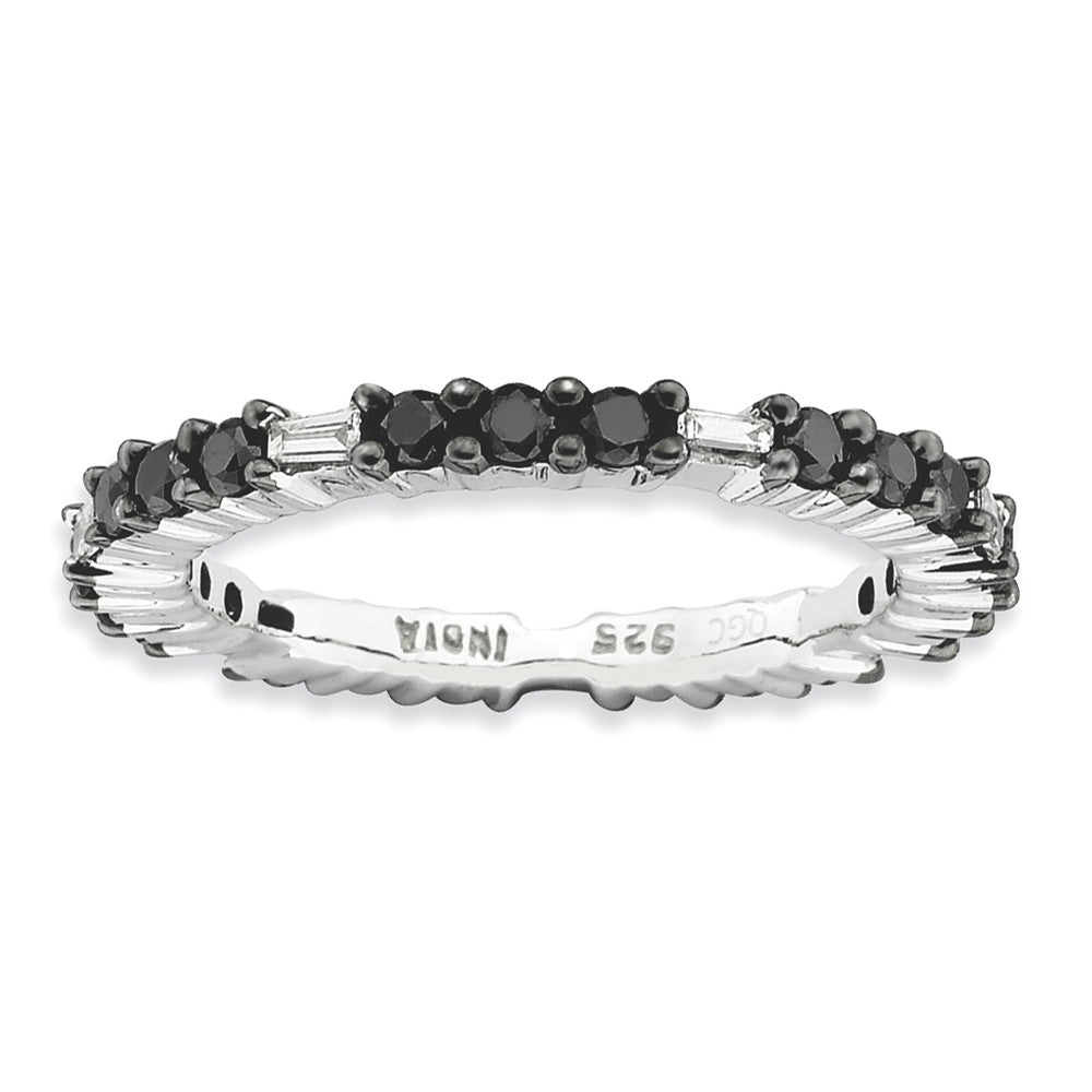 2.25mm Sterling Silver Stackable 7/8 Ctw Black & HI White Diamond Band, Item R8771 by The Black Bow Jewelry Co.
