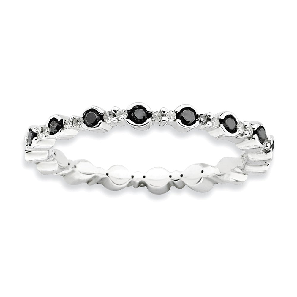 2.25mm Stackable Two-tone 3/8 Ctw I3 Diamond Silver Band, Item R8772 by The Black Bow Jewelry Co.