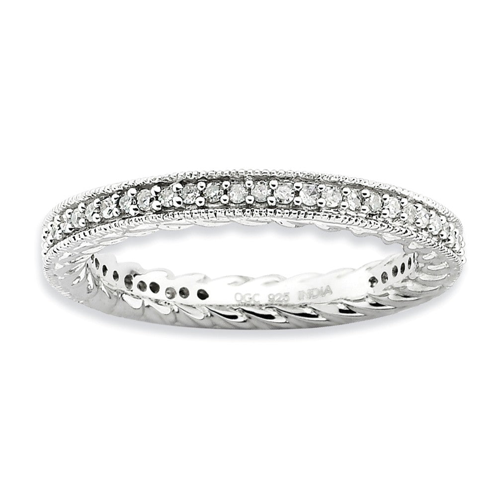 2.5mm Silver Stackable 1/3 Cttw HI/I3 Diamond Scalloped Band, Item R8783 by The Black Bow Jewelry Co.
