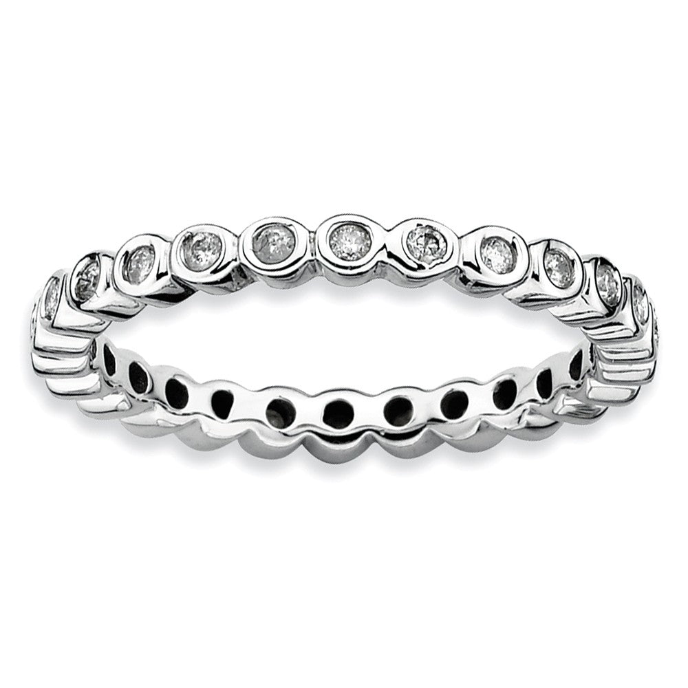 2.5mm Sterling Silver Stackable 1/3 Cttw HI/I3 Diamond Band, Item R8784 by The Black Bow Jewelry Co.