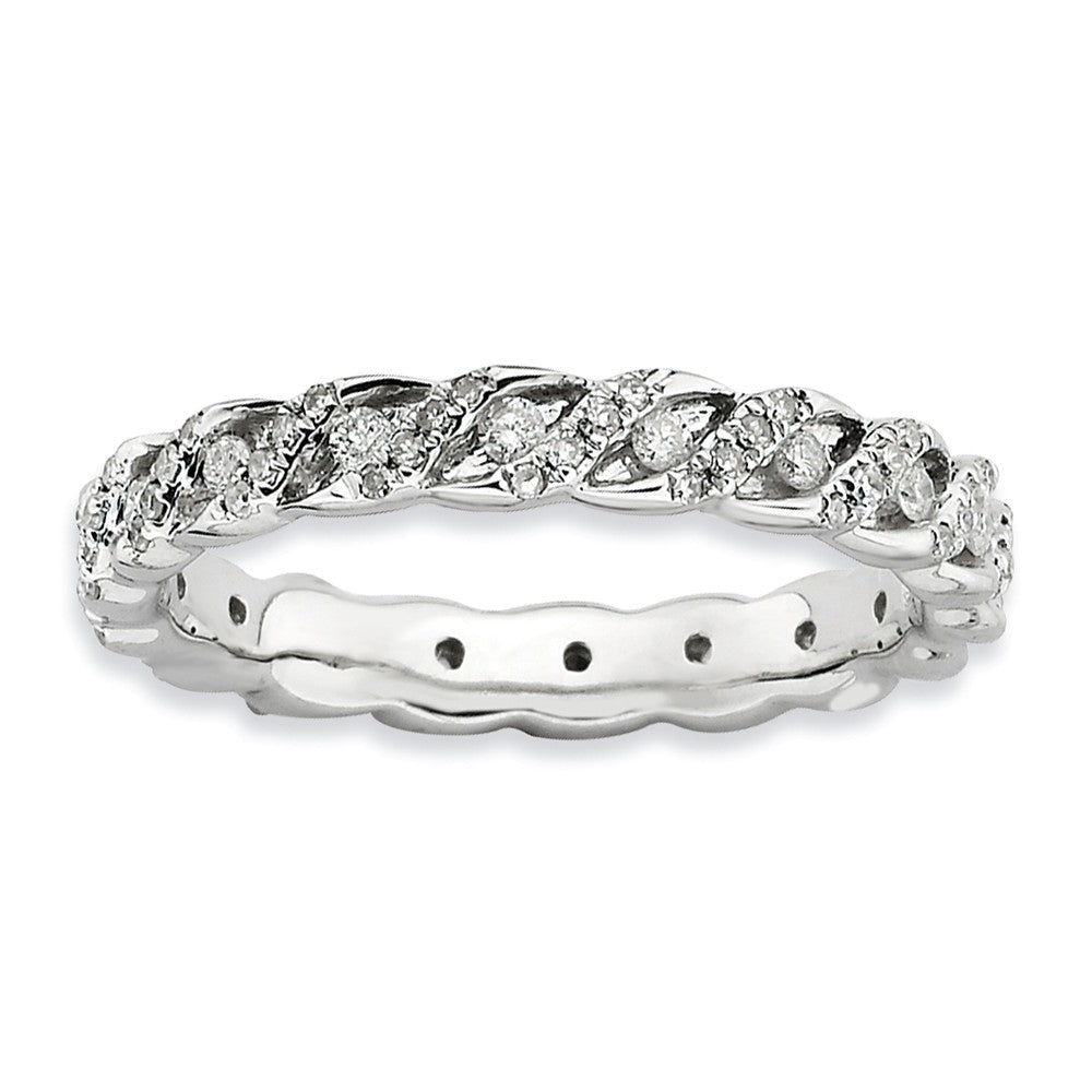 3.5mm Sterling Silver Stackable 1/2 Ctw HI/I3 Diamond Band, Item R8786 by The Black Bow Jewelry Co.