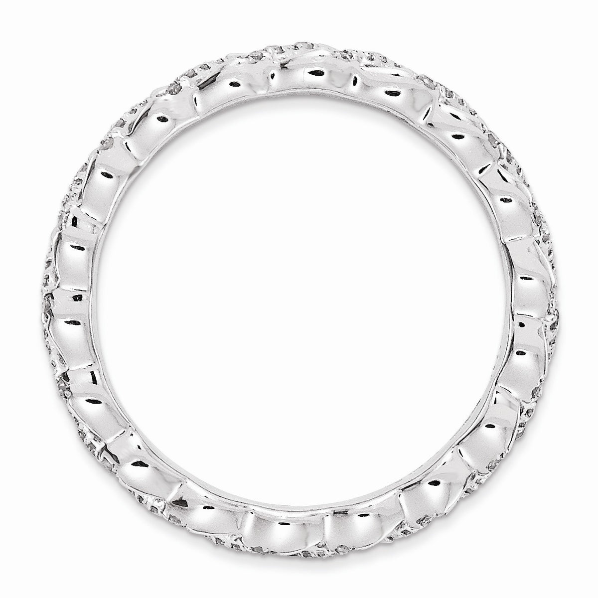 Alternate view of the 3.5mm Sterling Silver Stackable 1/2 Ctw HI/I3 Diamond Band by The Black Bow Jewelry Co.