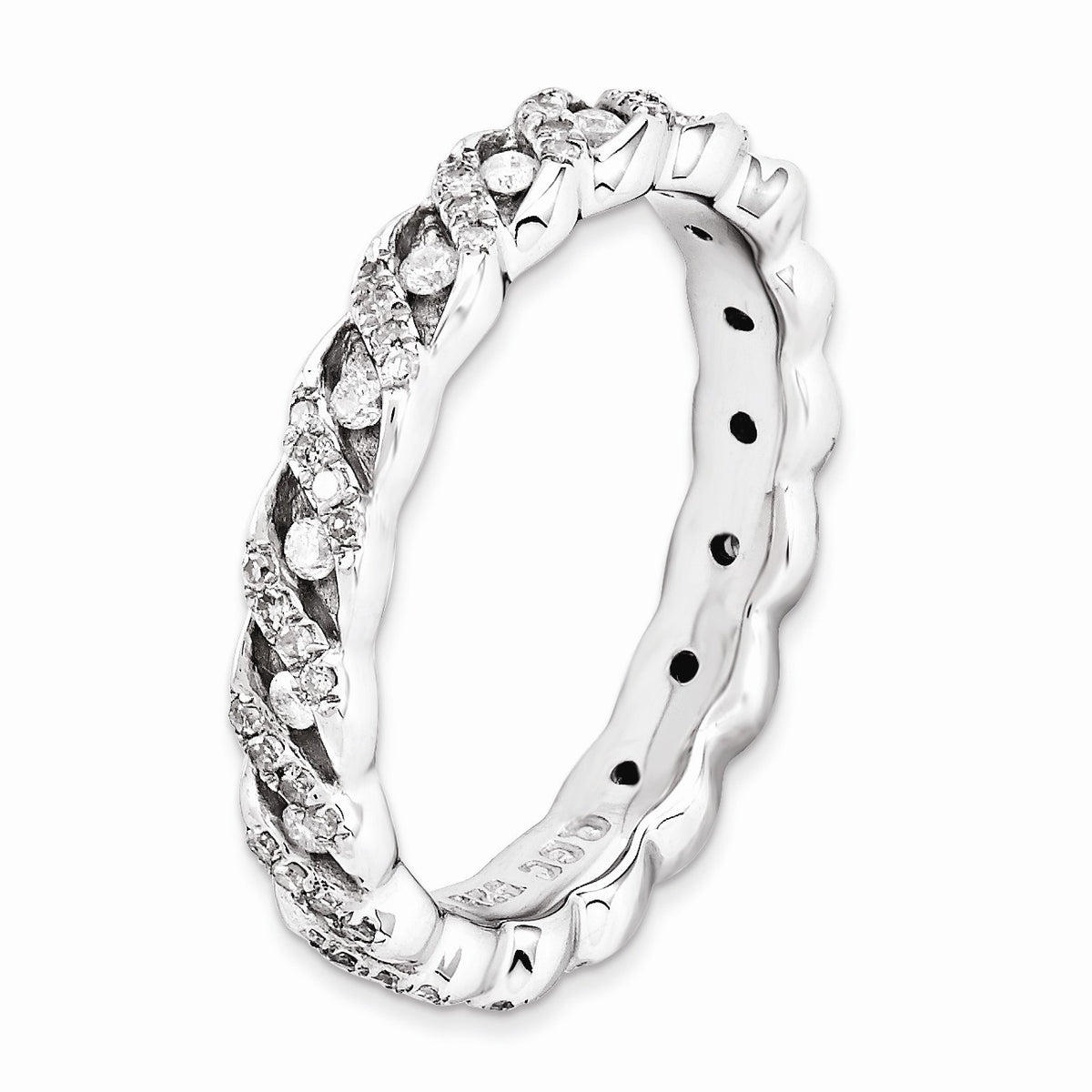 Alternate view of the 3.5mm Sterling Silver Stackable 1/2 Ctw HI/I3 Diamond Band by The Black Bow Jewelry Co.