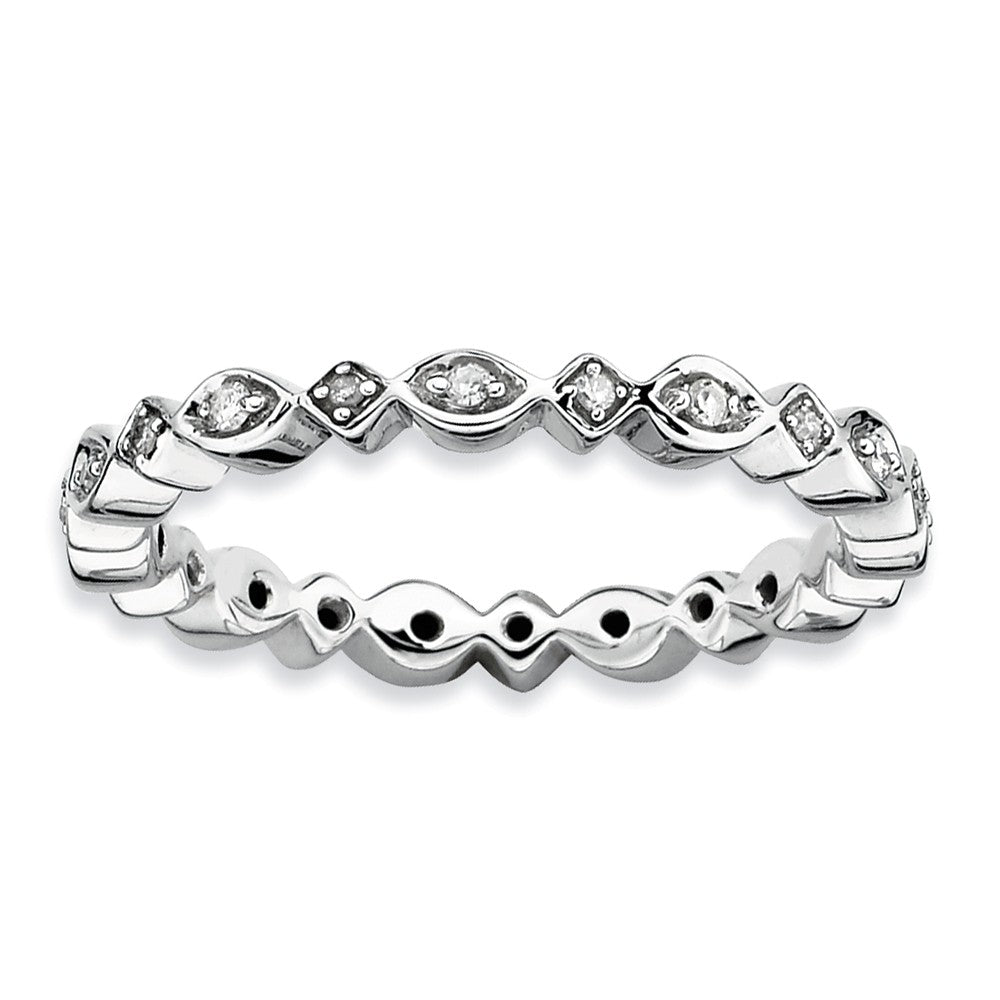 2.5mm Sterling Silver Stackable 1/10 Ctw HI/I3 Diamond Band, Item R8789 by The Black Bow Jewelry Co.