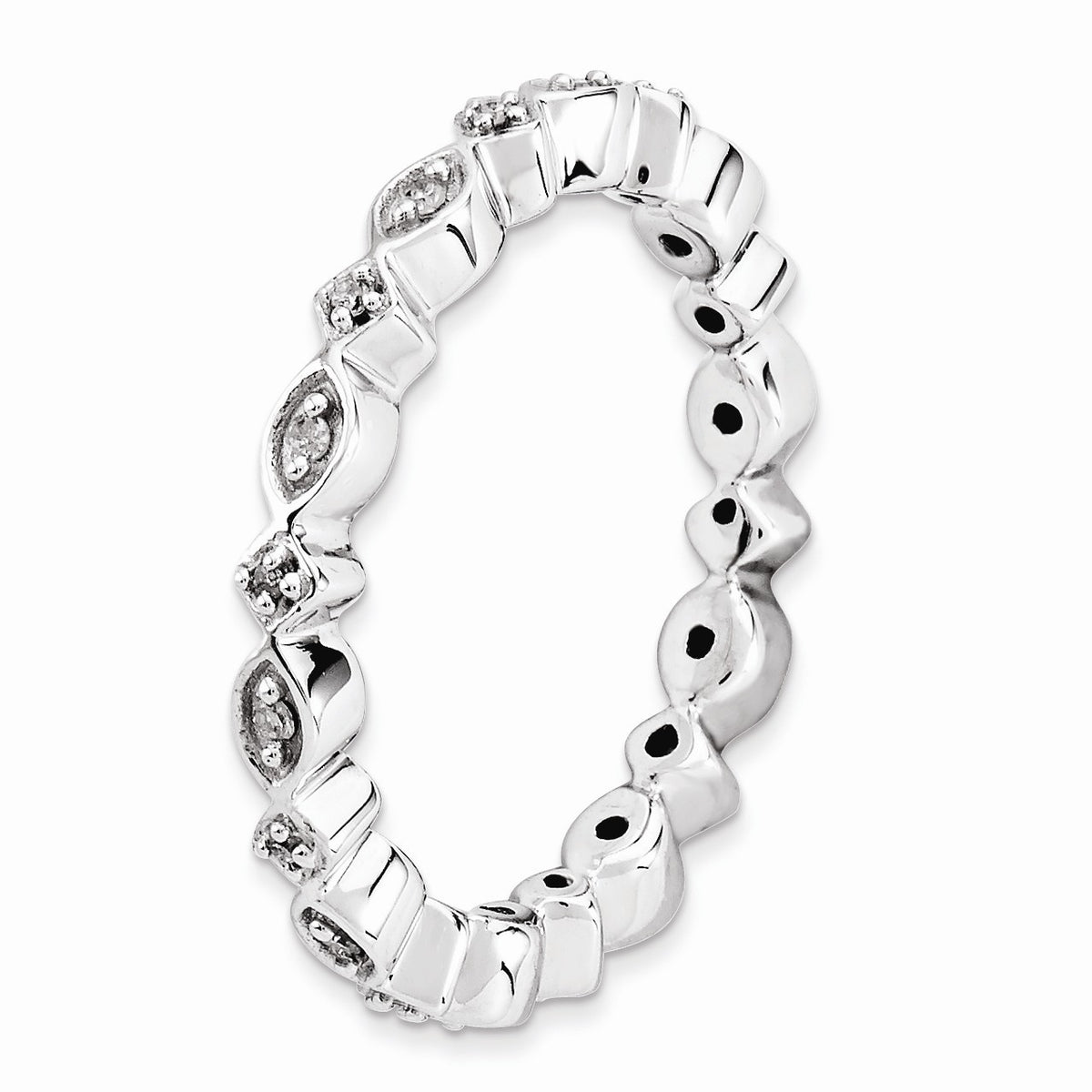 Alternate view of the 2.5mm Sterling Silver Stackable .073 Ctw HI/I3 Diamond Band - Size 5 by The Black Bow Jewelry Co.