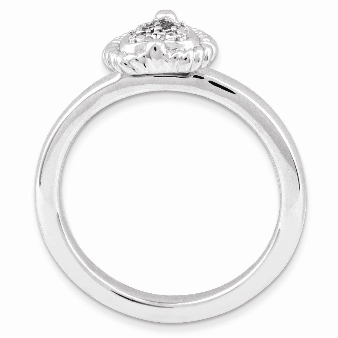 Alternate view of the Sterling Silver Stackable .022 Cttw HI/I3 Diamond 8mm Heart Ring by The Black Bow Jewelry Co.