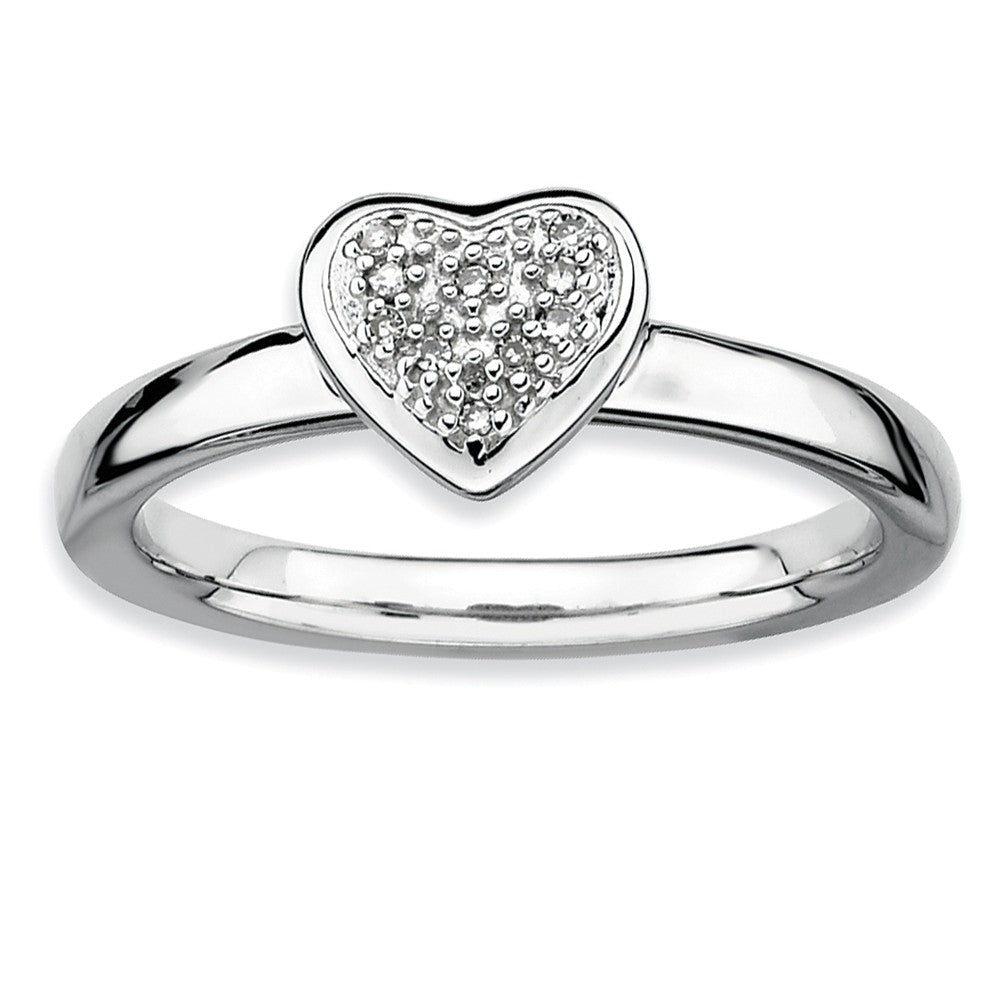 Sterling Silver Stackable 1/20 Cttw HI/I3 Diamond 8mm Heart Ring, Item R8792 by The Black Bow Jewelry Co.