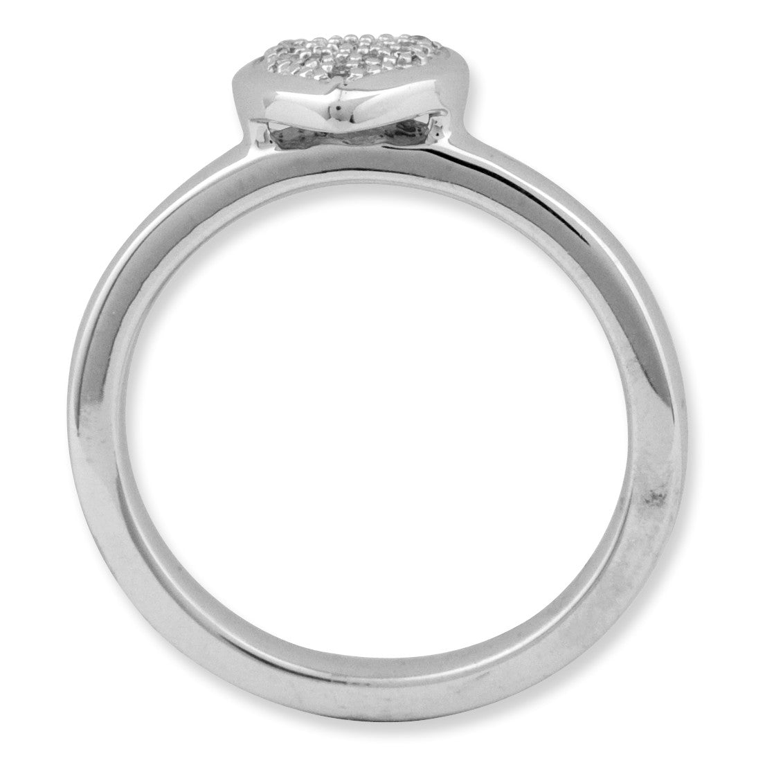 Alternate view of the Sterling Silver Stackable 1/20 Cttw HI/I3 Diamond 8mm Heart Ring by The Black Bow Jewelry Co.
