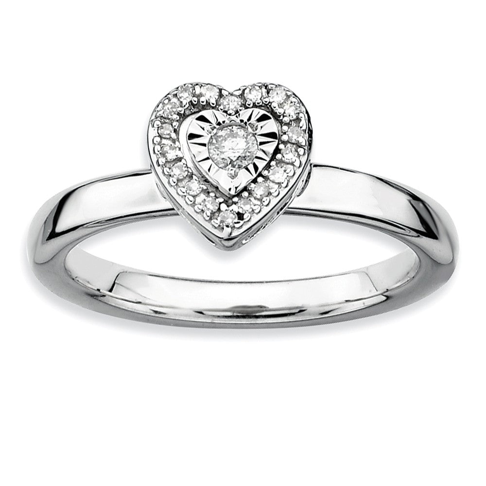 Sterling Silver Stackable 1/8 Cttw HI/I3 Diamond 7mm Heart Ring, Item R8793 by The Black Bow Jewelry Co.