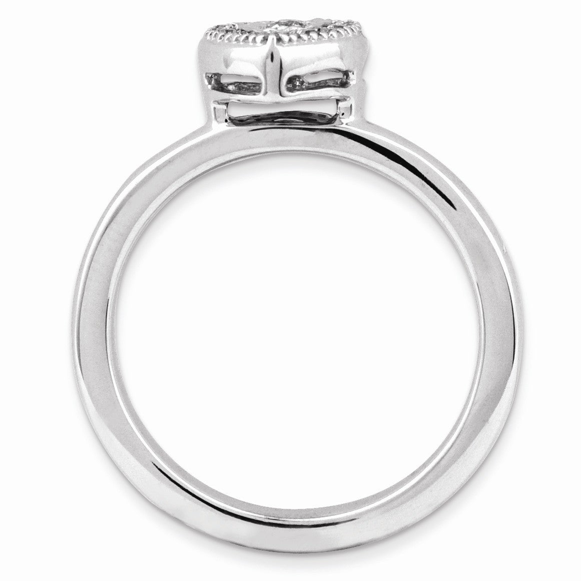 Alternate view of the Sterling Silver Stackable 1/8 Cttw HI/I3 Diamond 7mm Heart Ring by The Black Bow Jewelry Co.