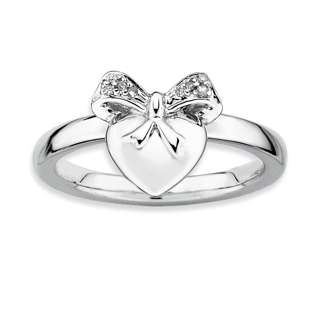 Sterling Silver Stackable .24 Ctw HI/I3 Diamond 10mm Heart Ring, Item R8794 by The Black Bow Jewelry Co.