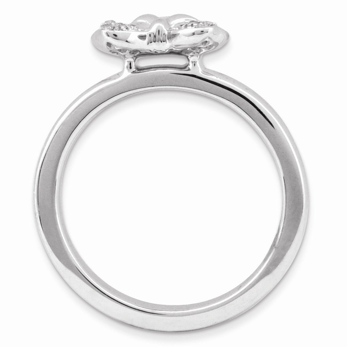 Alternate view of the Sterling Silver Stackable .24 Ctw HI/I3 Diamond 10mm Heart Ring by The Black Bow Jewelry Co.