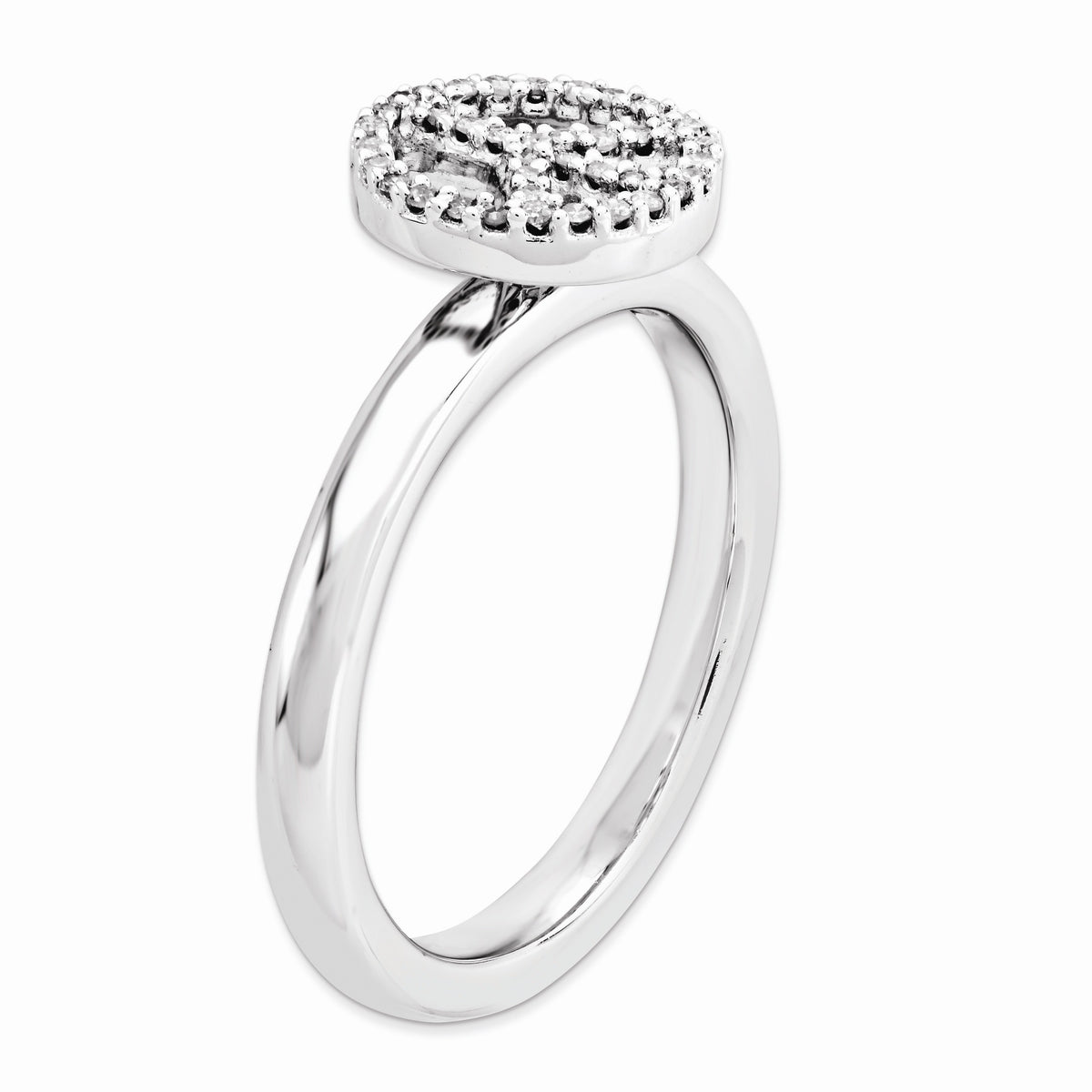 Alternate view of the Sterling Silver Stackable 1/8Ctw HI/I3 Diamond 9mm Peace Sign Ring Sz5 by The Black Bow Jewelry Co.