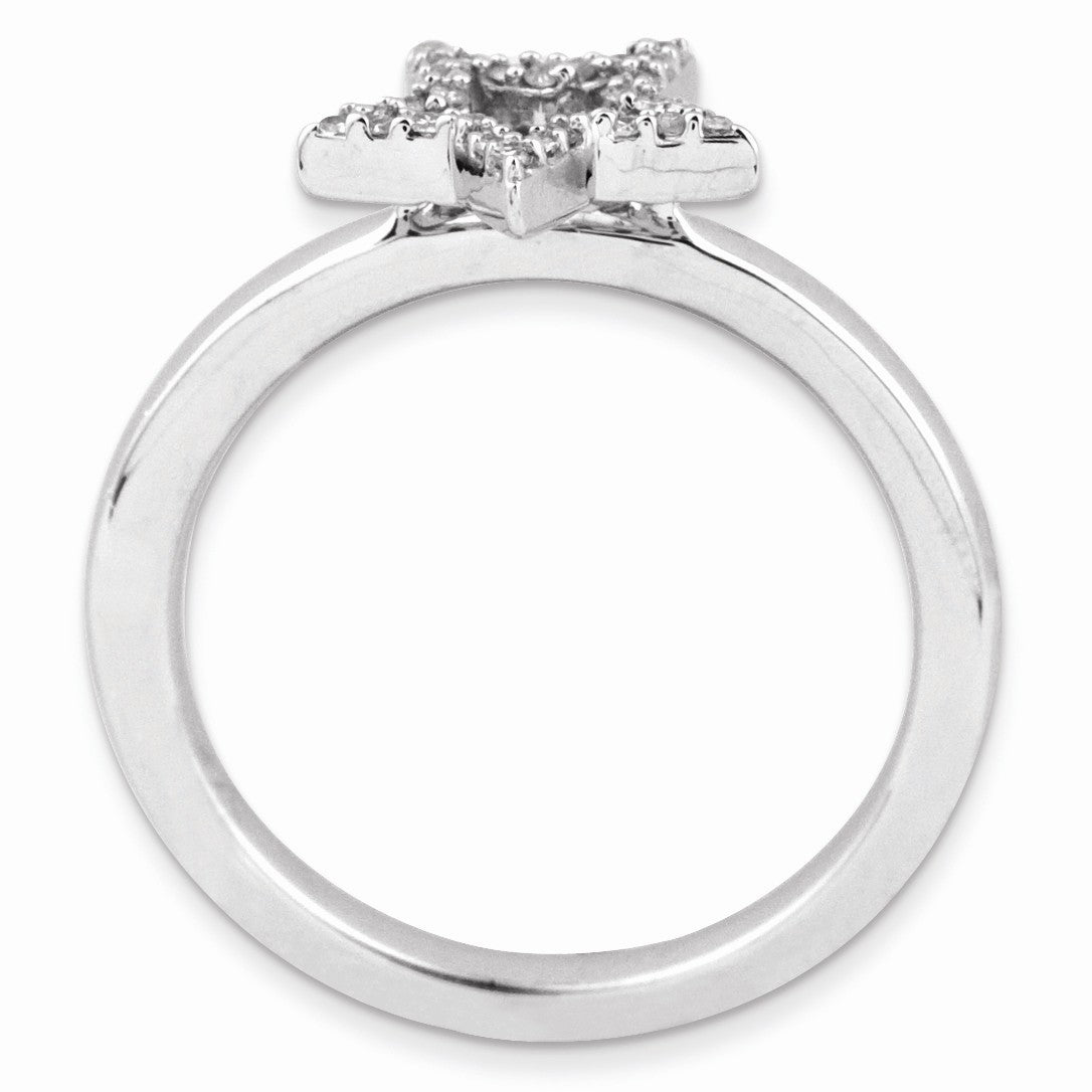 Alternate view of the Sterling Silver Stackable 1/10 Ctw HI/I3 Diamond 10mm Star Ring by The Black Bow Jewelry Co.