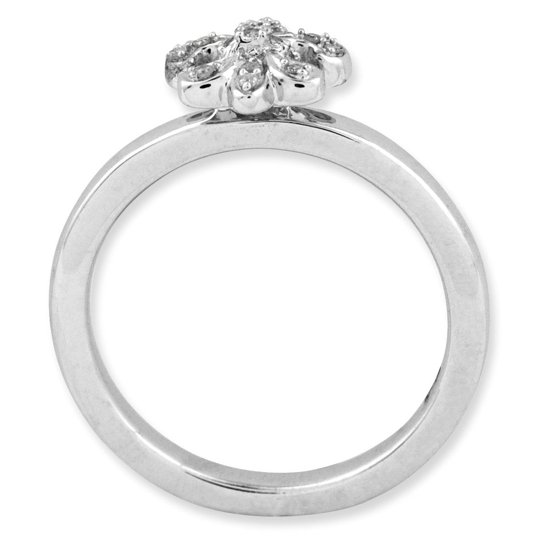 Alternate view of the Sterling Silver & .08 Ctw Diamond Stackable Fleur de Lis Ring by The Black Bow Jewelry Co.