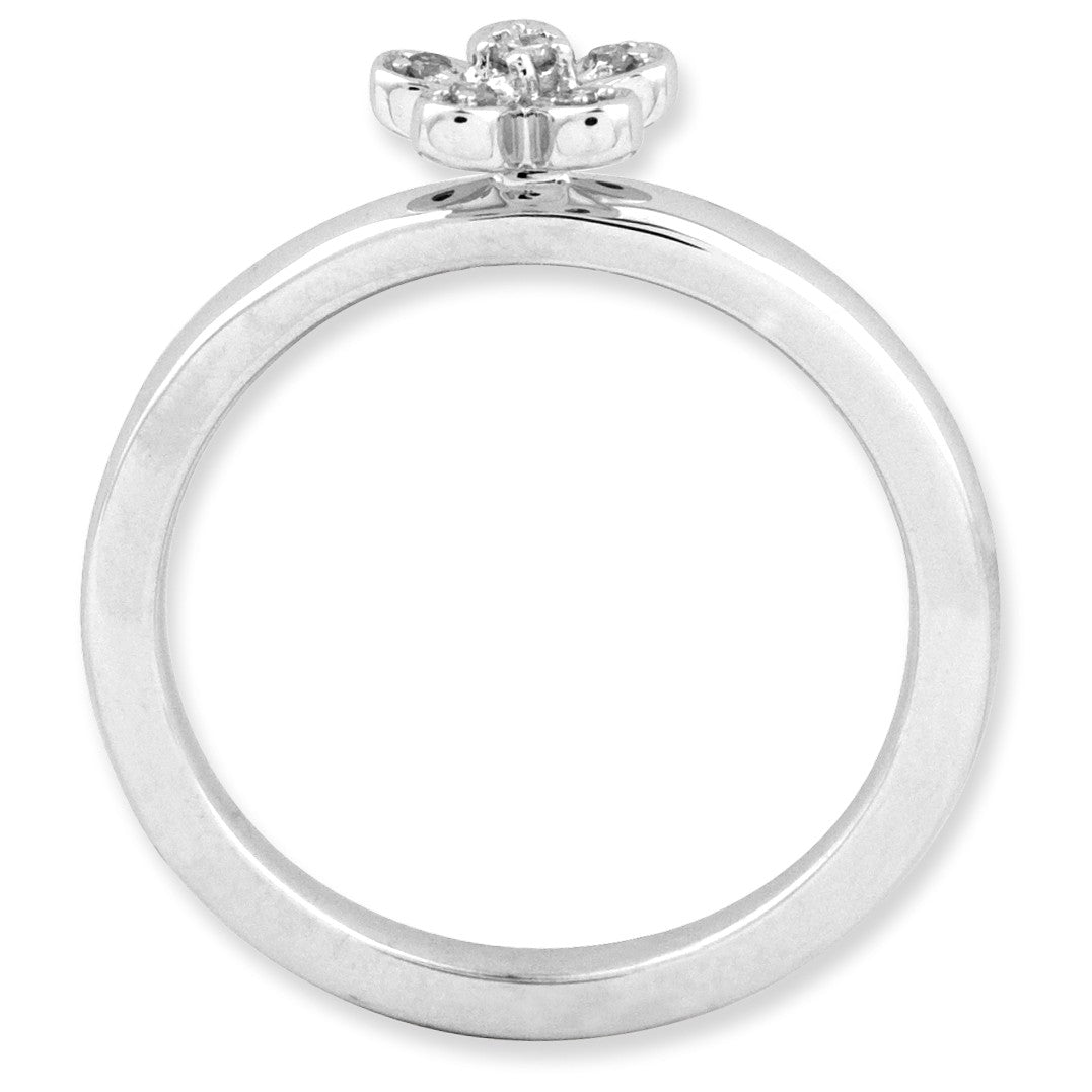Alternate view of the Sterling Silver & 1/20 Ctw Diamond Stackable 6mm Flower Ring by The Black Bow Jewelry Co.
