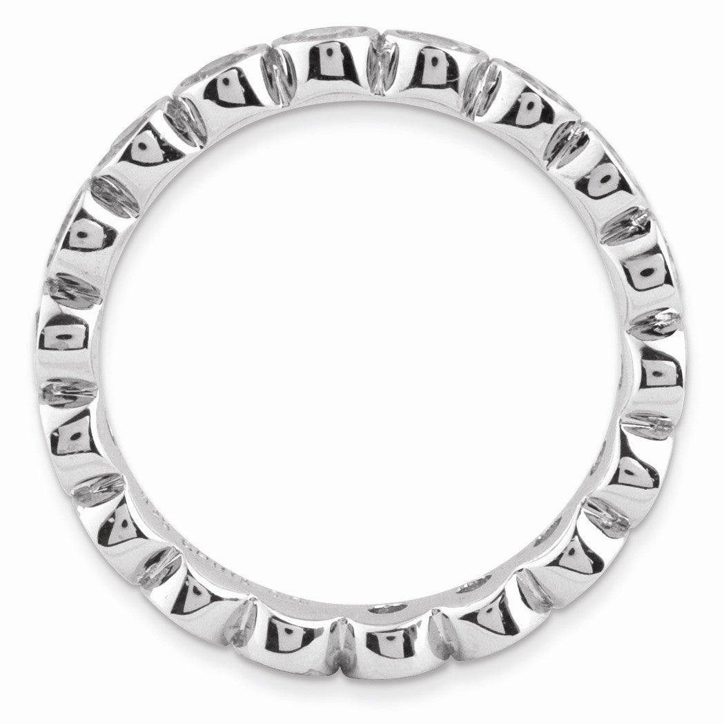 Alternate view of the 3.5mm Sterling Silver and Garnet Bezel Set Stackable Band by The Black Bow Jewelry Co.