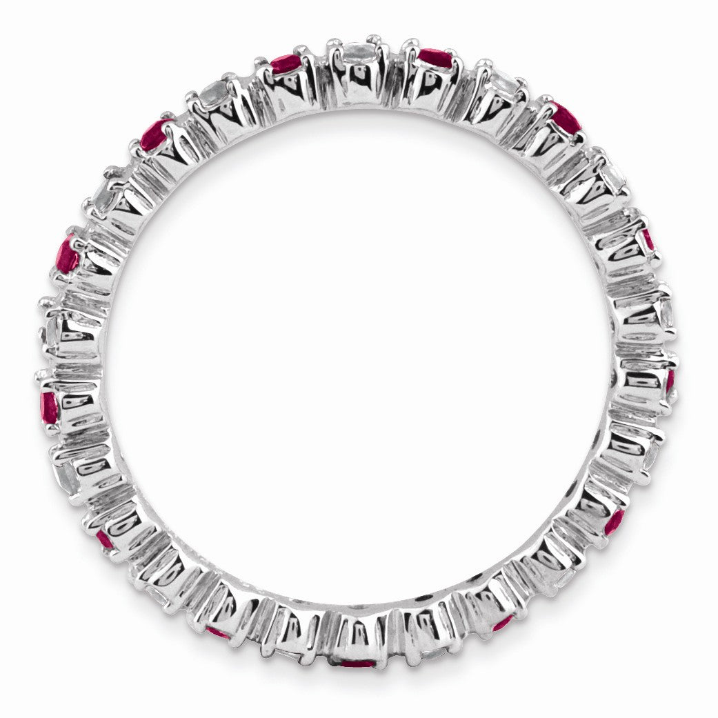 Alternate view of the 2.25mm Sterling Silver, Garnet & .04 Ctw Diamond Stackable Band by The Black Bow Jewelry Co.