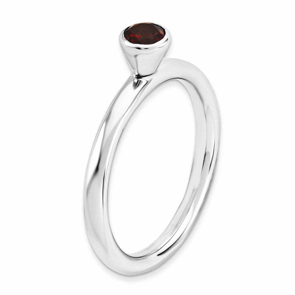 Alternate view of the Sterling Silver & Garnet Stackable High Profile 4mm Solitaire Ring by The Black Bow Jewelry Co.