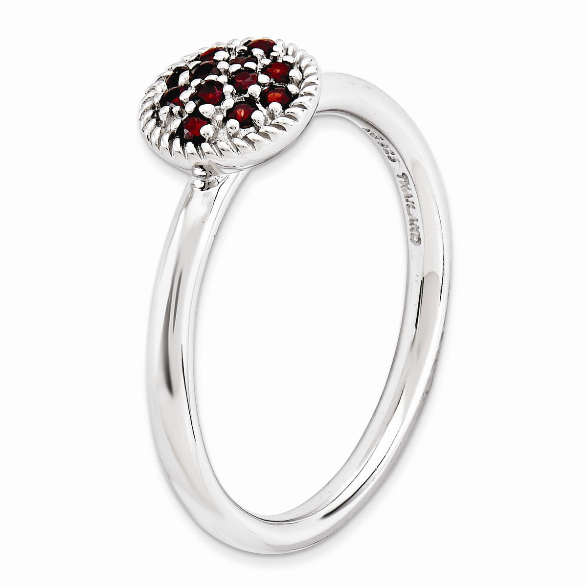 Alternate view of the Sterling Silver & Garnet Stackable 8mm Round Cluster Ring, Size 5 by The Black Bow Jewelry Co.