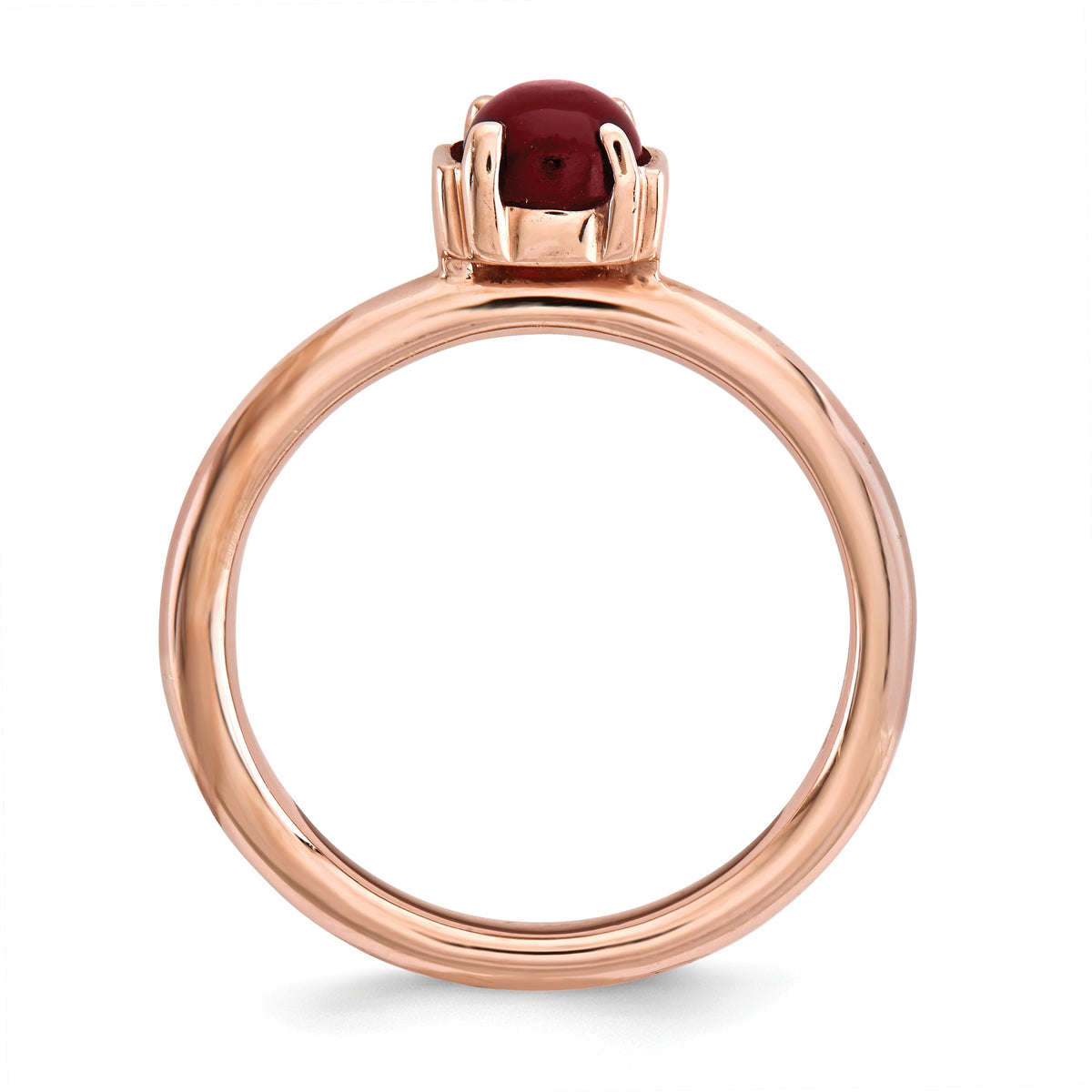 Alternate view of the 14k Rose Gold Plated Sterling Silver & Garnet 5mm Cabochon Stack Ring by The Black Bow Jewelry Co.
