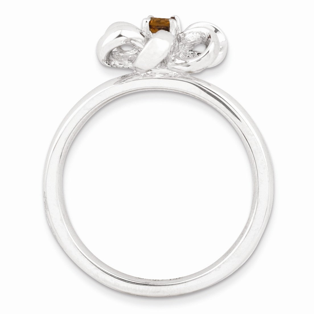 Alternate view of the Sterling Silver Stackable Faceted Garnet Looped Petal Flower Ring by The Black Bow Jewelry Co.