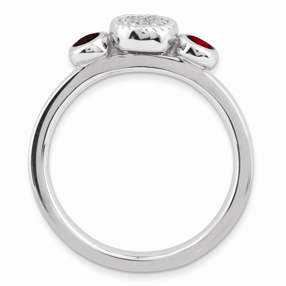 Alternate view of the Sterling Silver Stackable Garnet and Diamond Ring by The Black Bow Jewelry Co.