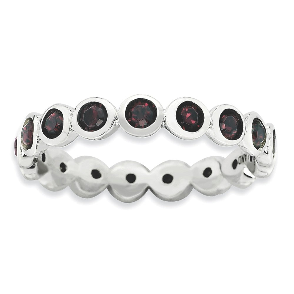 3.5mm Sterling Silver with Red Crystals Stackable Band, Item R8847 by The Black Bow Jewelry Co.
