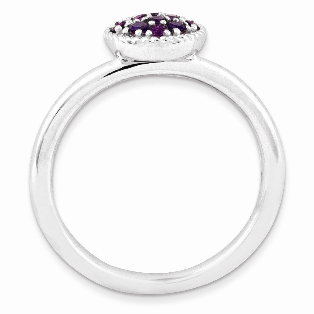 Alternate view of the Rhodium Plated Sterling Silver Stackable Amethyst Ring by The Black Bow Jewelry Co.