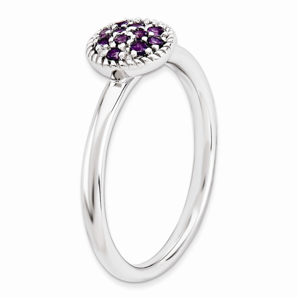 Alternate view of the Rhodium Plated Sterling Silver Stackable Amethyst Ring by The Black Bow Jewelry Co.