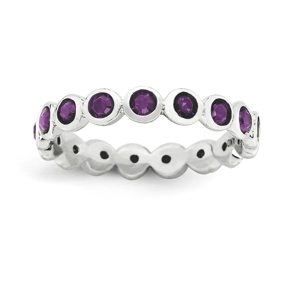 Silver Stackable with Purple Crystals Band, Item R8884 by The Black Bow Jewelry Co.