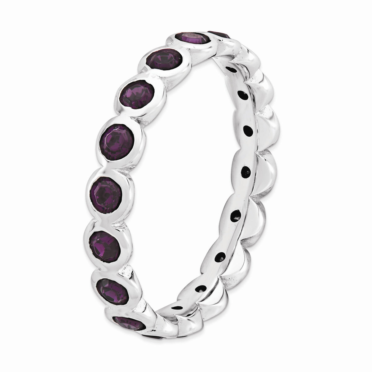 Alternate view of the Silver Stackable with Purple Crystals Band - Size 5 by The Black Bow Jewelry Co.