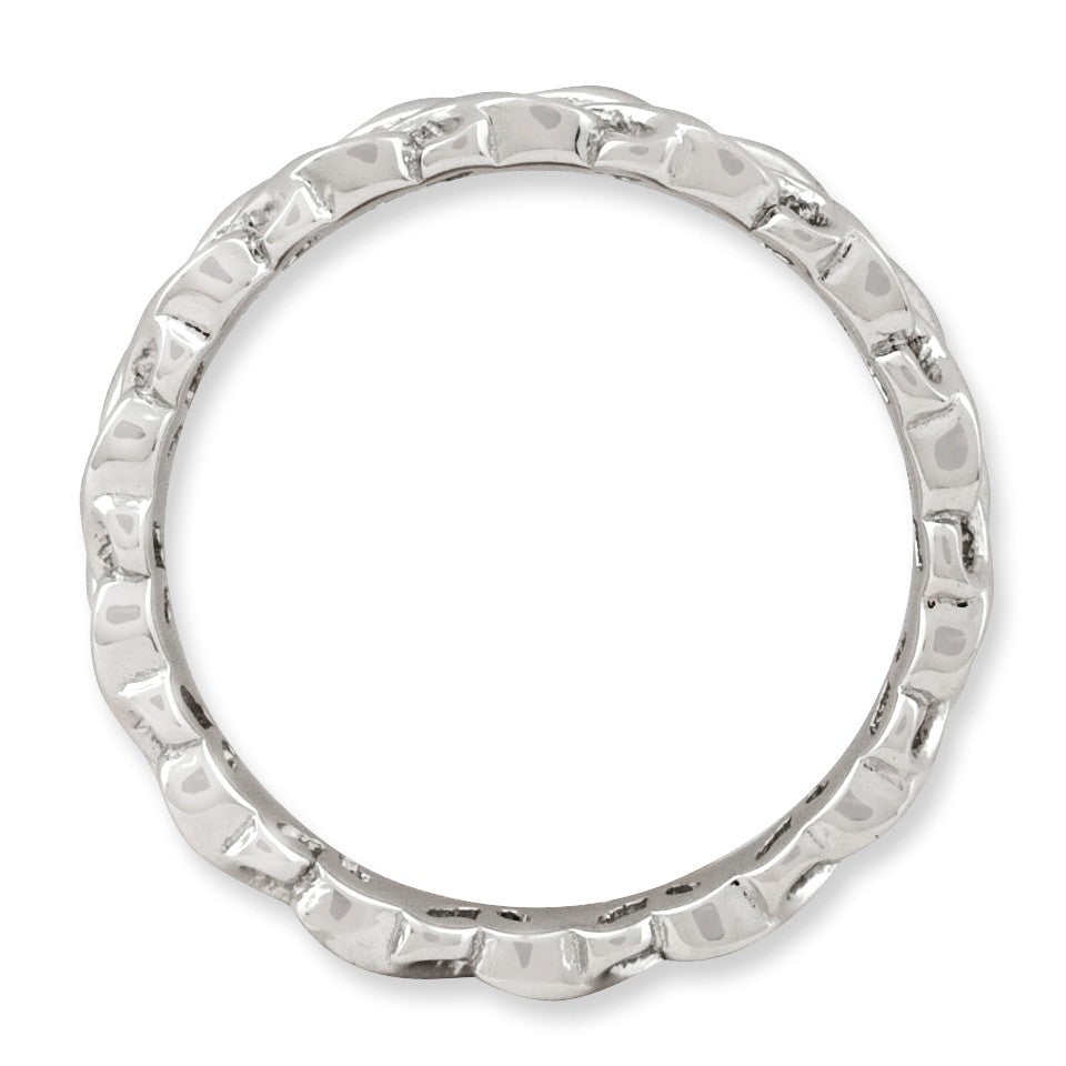 Alternate view of the Sterling Silver Stackable Heart 4.5mm intertwined Heart Band by The Black Bow Jewelry Co.