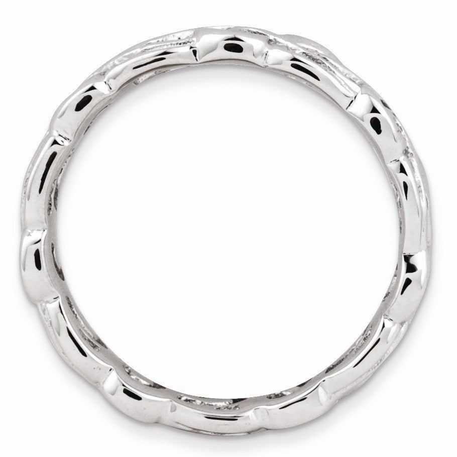 Alternate view of the Rhodium Plated Sterling Silver Stackable Ornate 4.5mm Band by The Black Bow Jewelry Co.