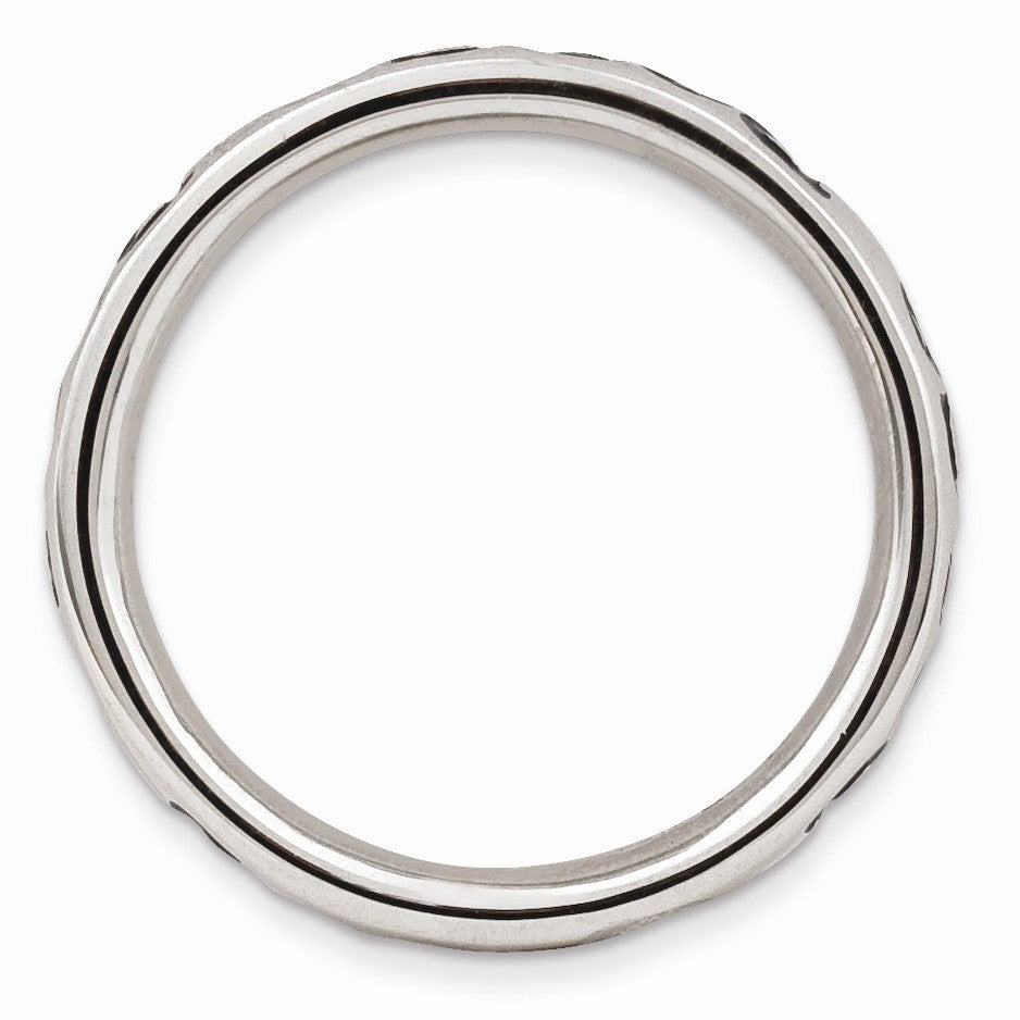 Alternate view of the Sterling Silver and Black Enameled Stackable Peace Band by The Black Bow Jewelry Co.