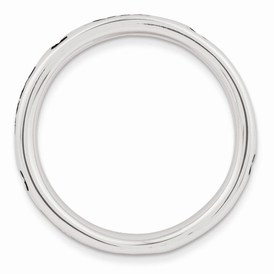 Alternate view of the Sterling Silver and Black Enameled Stackable Love Band by The Black Bow Jewelry Co.