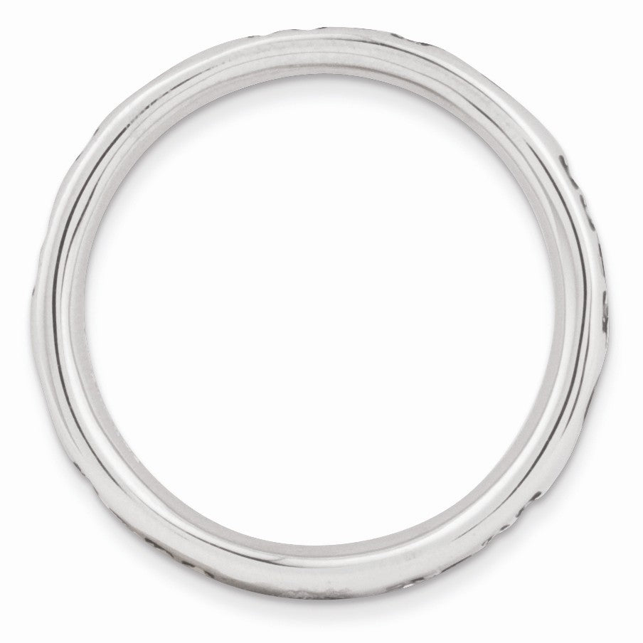 Alternate view of the Sterling Silver and Black Enameled Stackable Hope Band by The Black Bow Jewelry Co.