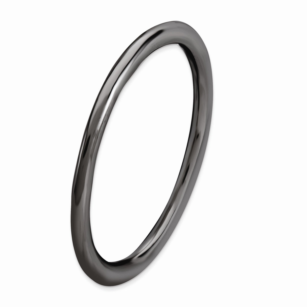 Alternate view of the 1mm Black Plated Sterling Silver Polished Elegant Band Sz 5 by The Black Bow Jewelry Co.