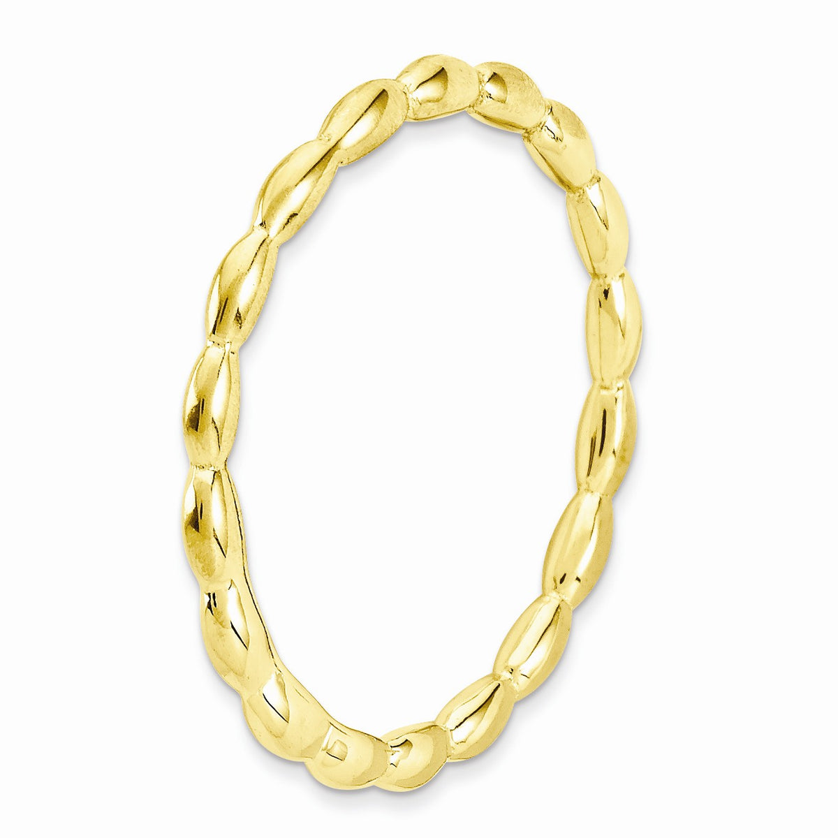 Alternate view of the 14k Yellow Gold Plated Sterling Silver 1.5mm Rice Bead Stackable Band by The Black Bow Jewelry Co.