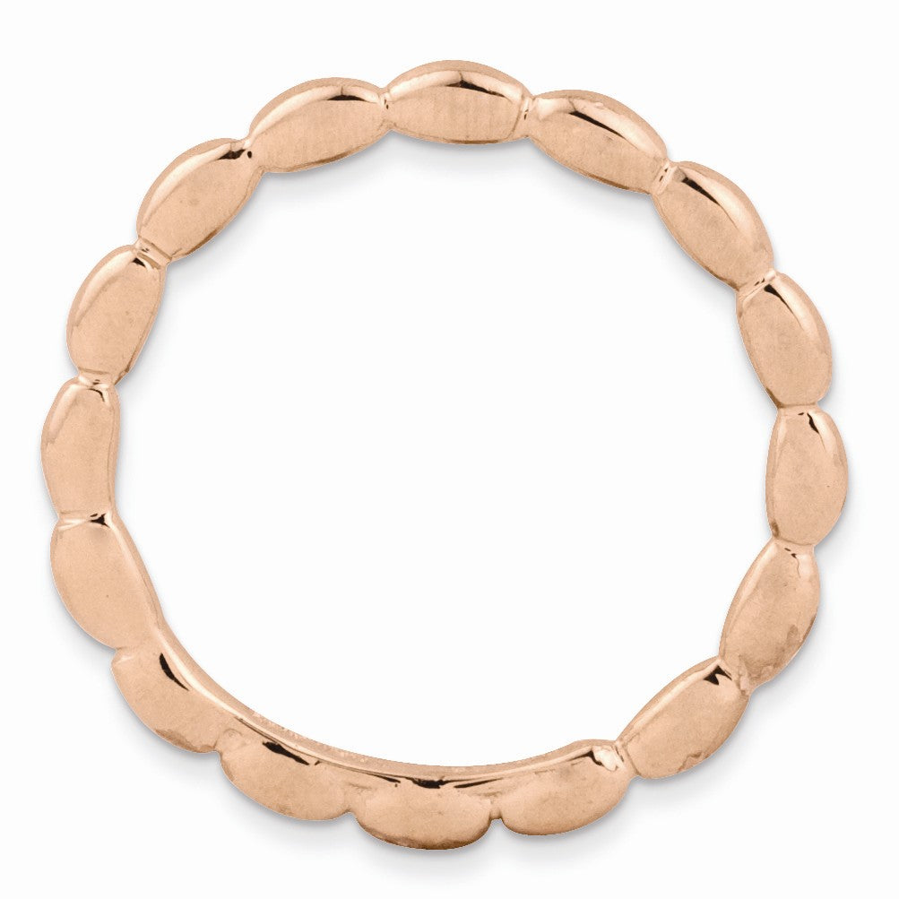 Alternate view of the 1.5mm 14k Rose Gold Plated Sterling Silver Stackable Rice Bead Band by The Black Bow Jewelry Co.