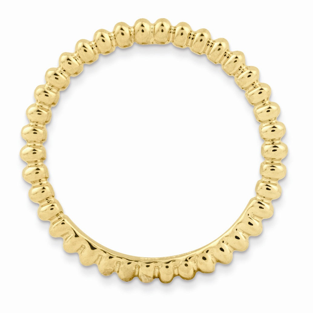 Alternate view of the 1.5mm 14k Yellow Gold Plated Sterling Silver Stackable Beaded Band by The Black Bow Jewelry Co.