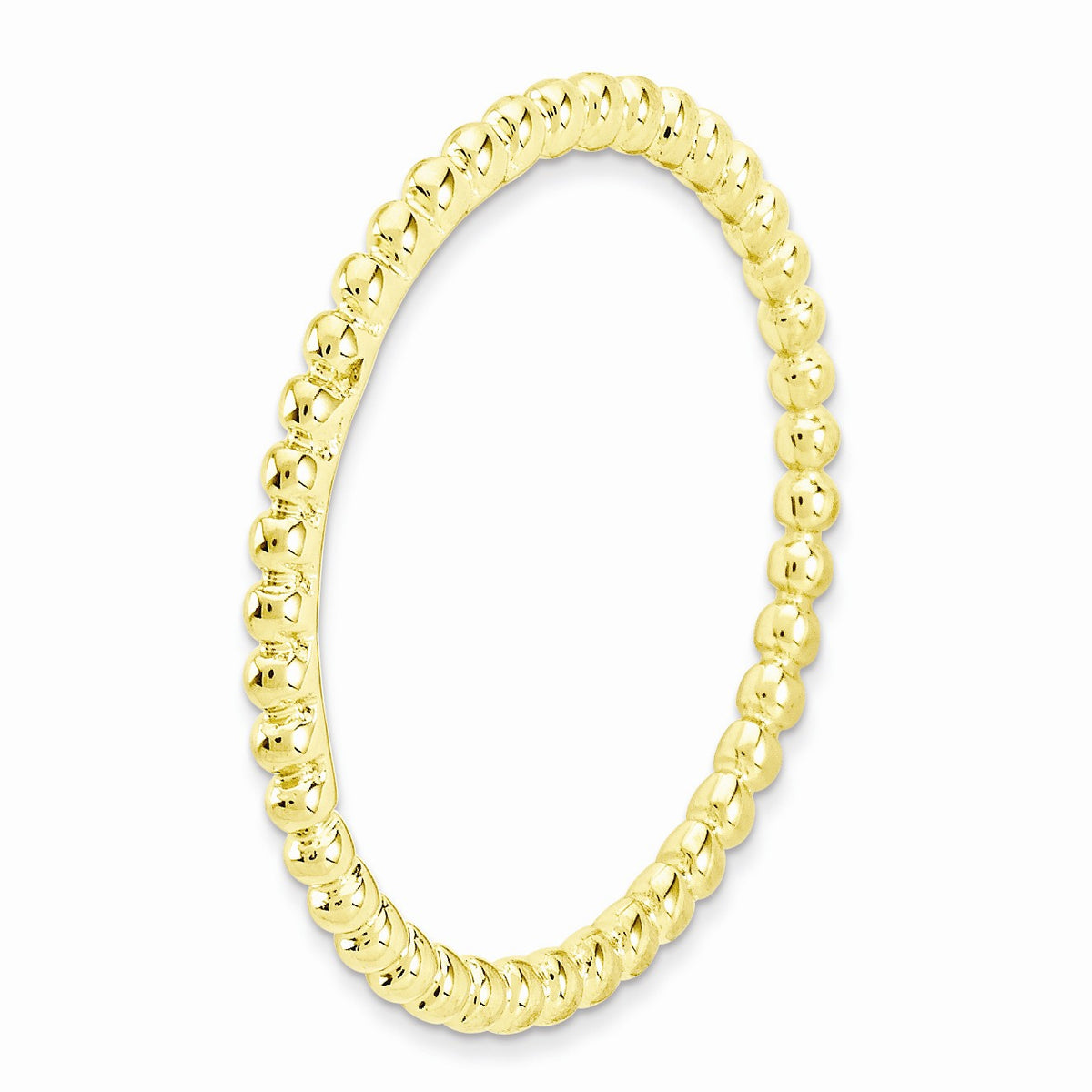 Alternate view of the 1.5mm 14k Yellow Gold Plated Sterling Silver Stackable Beaded Band by The Black Bow Jewelry Co.