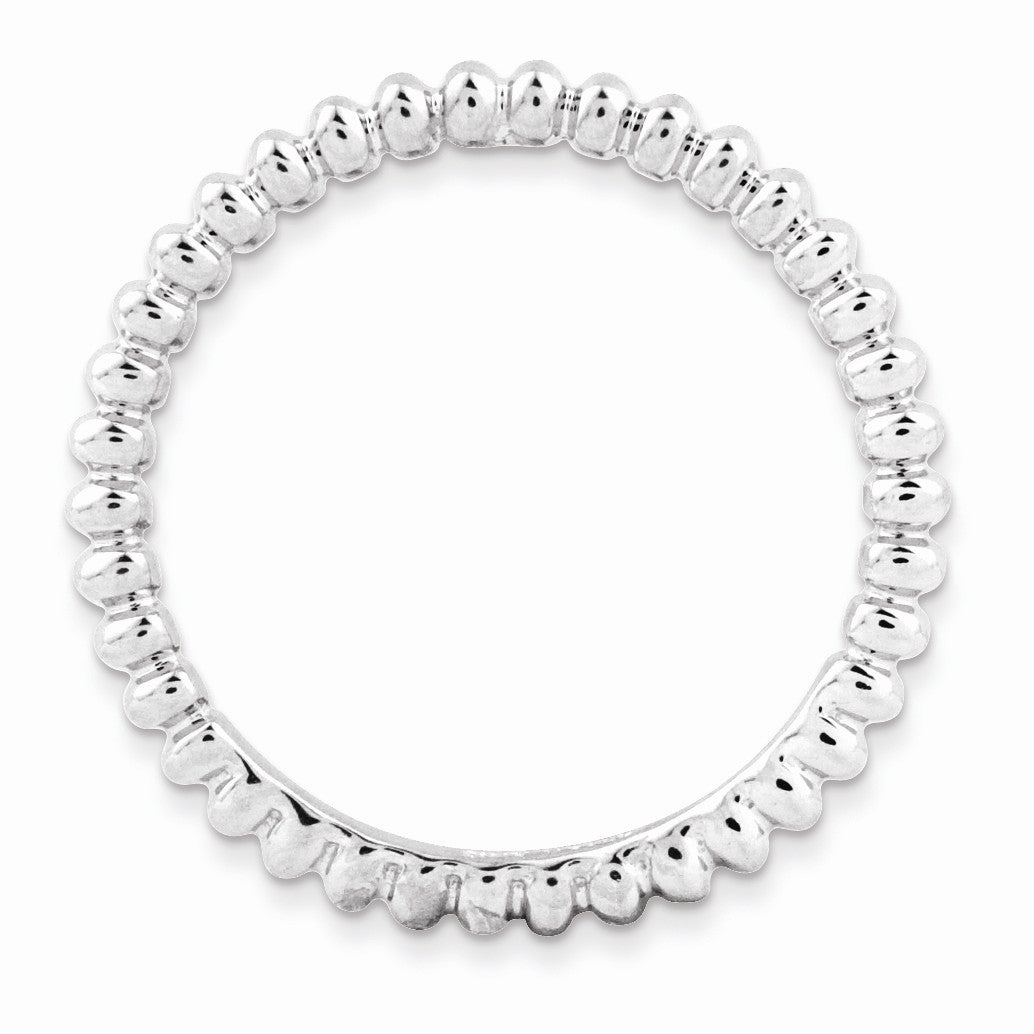 Alternate view of the 1.5mm Rhodium Plated Sterling Silver Stackable Beaded Band by The Black Bow Jewelry Co.
