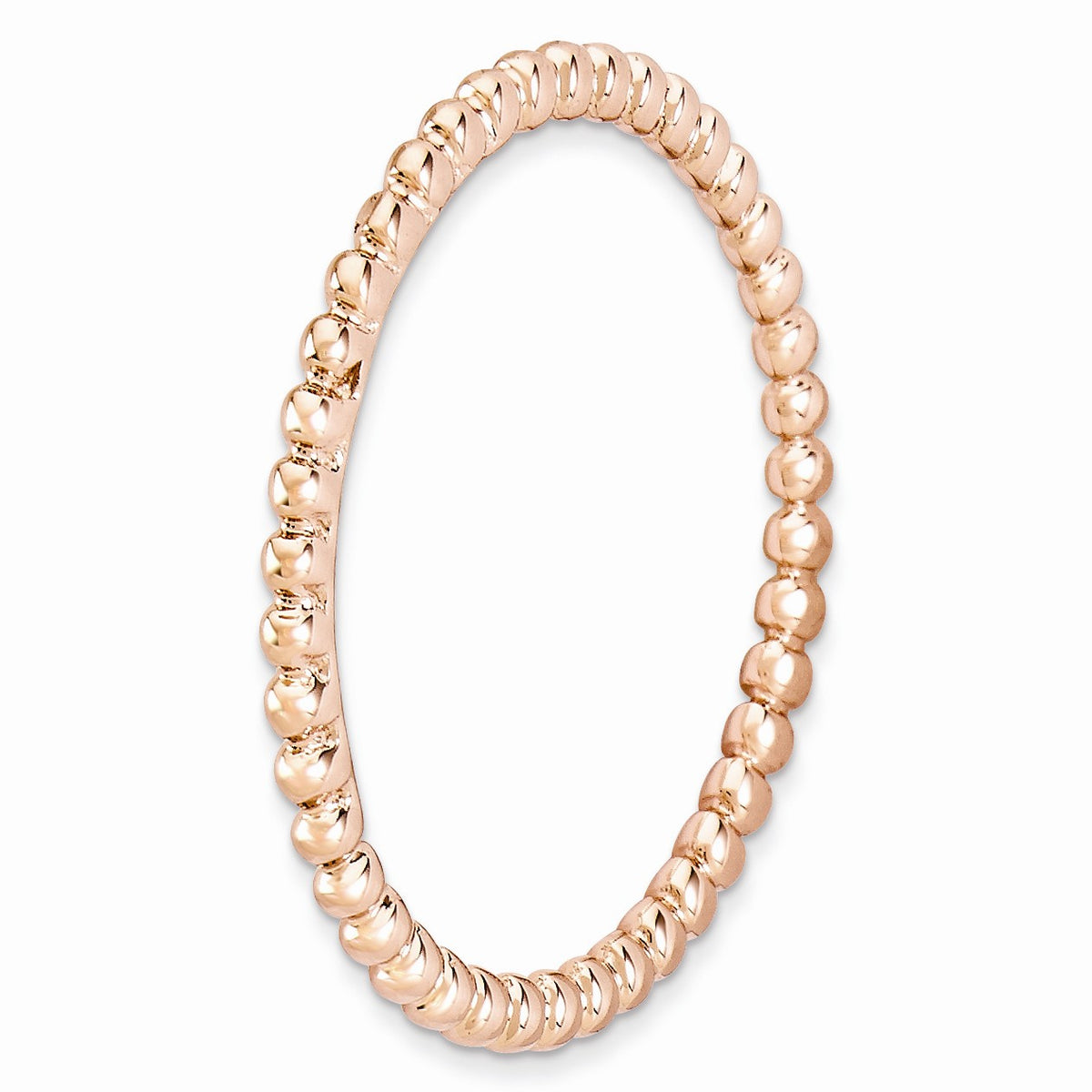Alternate view of the 1.5mm 14k Rose Gold Plated Sterling Silver Stackable Beaded Band by The Black Bow Jewelry Co.