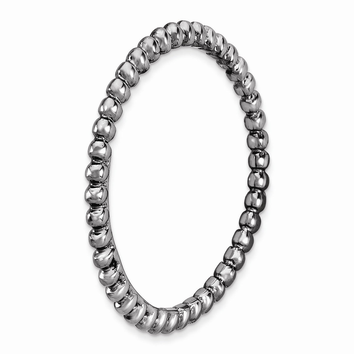 Alternate view of the 1.5mm Black Plated Sterling Silver Stackable Beaded Band by The Black Bow Jewelry Co.