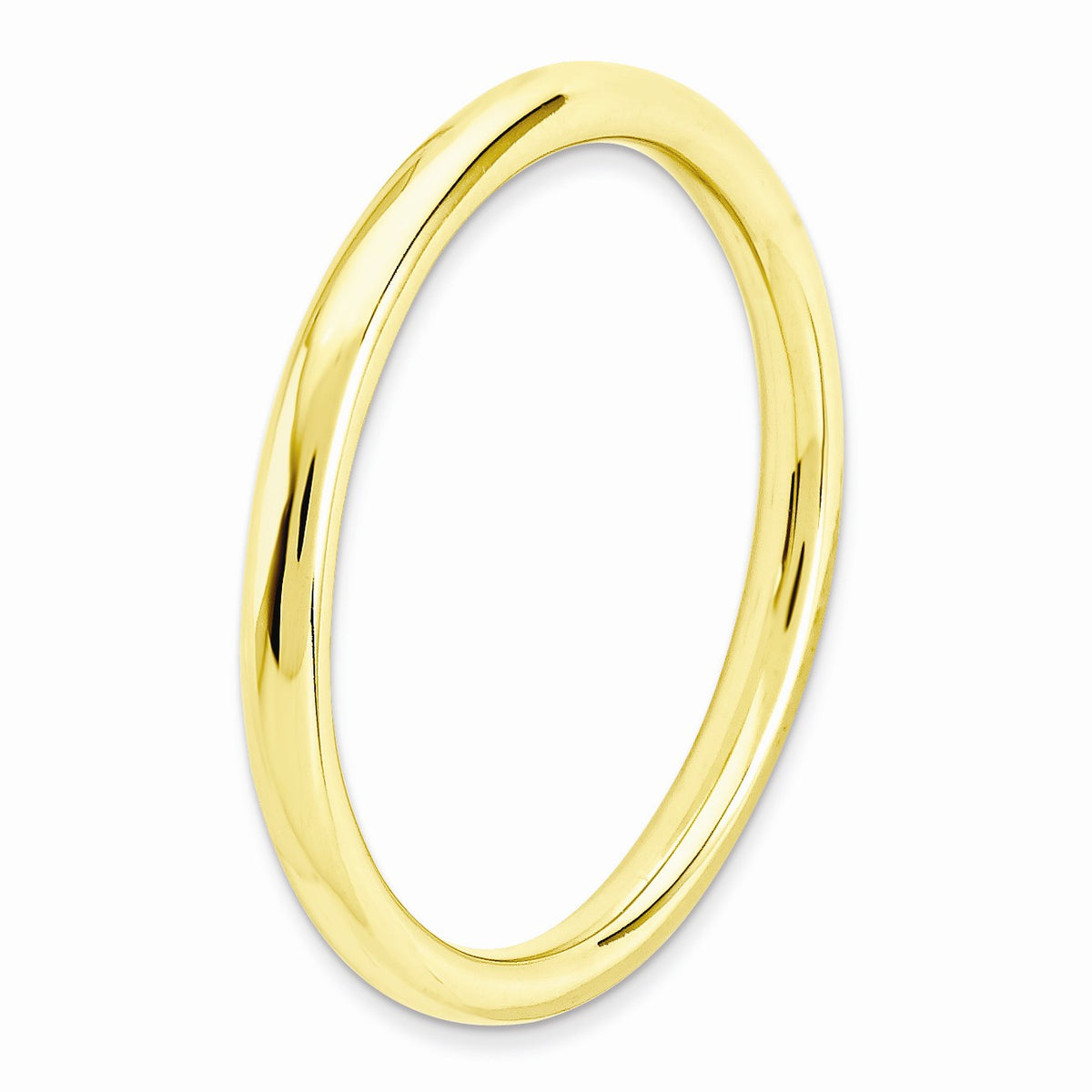 Alternate view of the 2.25mm 14k Yellow Gold Plated Sterling Silver Polished Band, Size 5 by The Black Bow Jewelry Co.