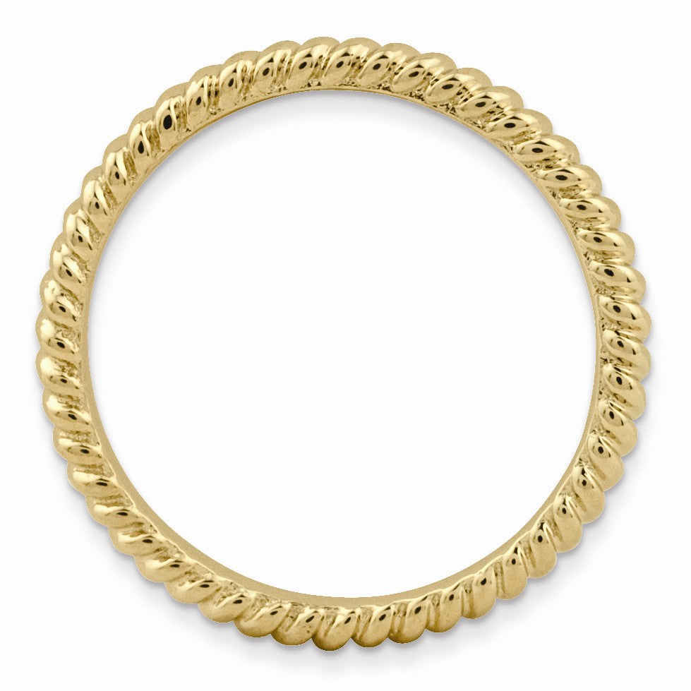Alternate view of the 2.25mm 14k Yellow Gold Plated Sterling Silver Stackable Twisted Band by The Black Bow Jewelry Co.
