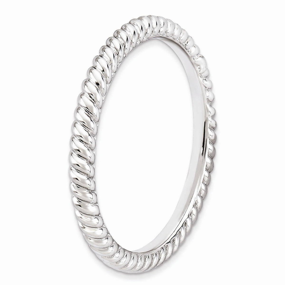 Alternate view of the 2.25mm Rhodium Plated Sterling Silver Stackable Twisted Band, Size 5 by The Black Bow Jewelry Co.