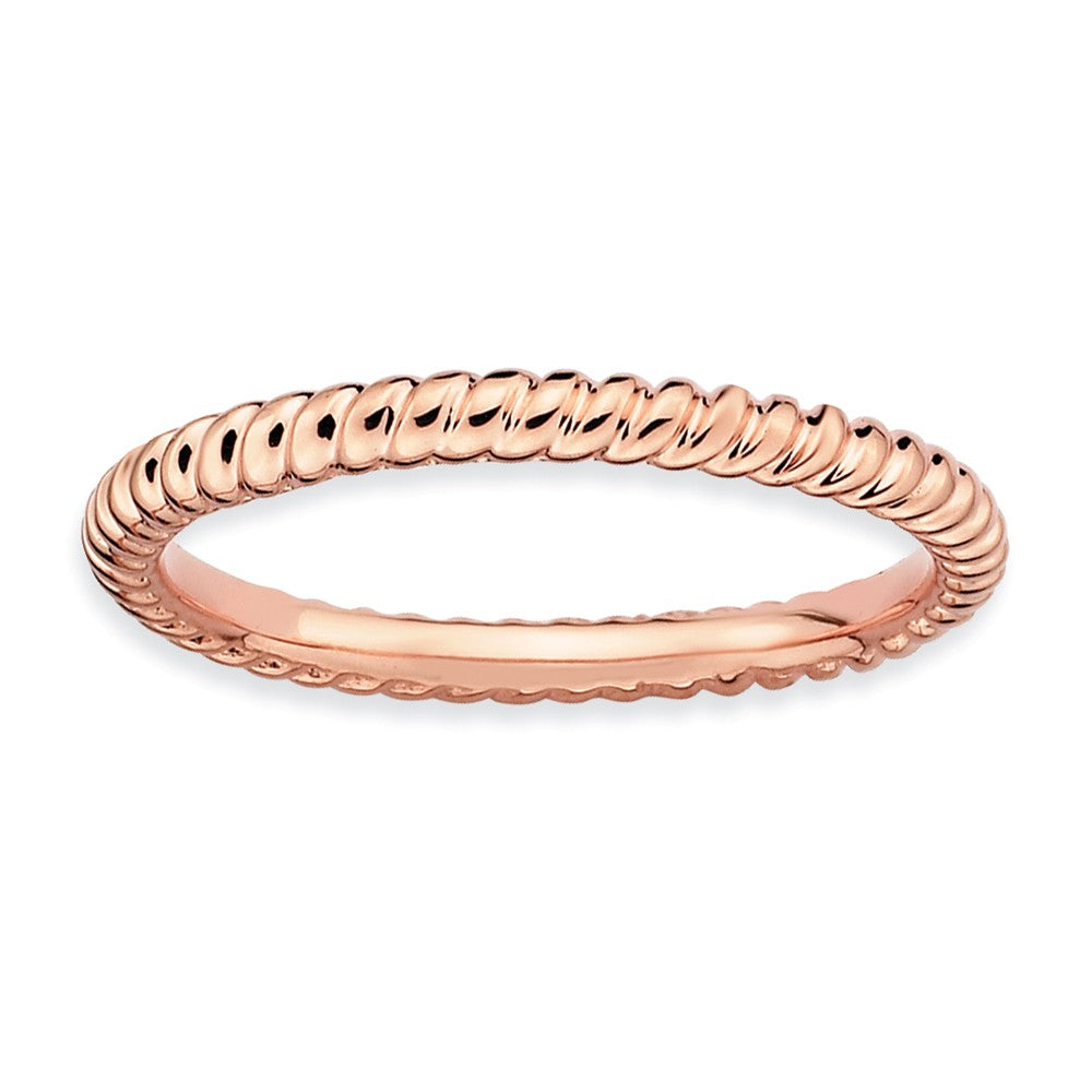 2.25mm 14k Rose Gold Plated Sterling Silver Stackable Twisted Band, Item R8933 by The Black Bow Jewelry Co.
